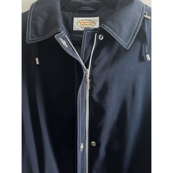 Talbots Navy Hooded Utility Jacket Women's Large Zip Front Drawstring Waist - Picture 7 of 16